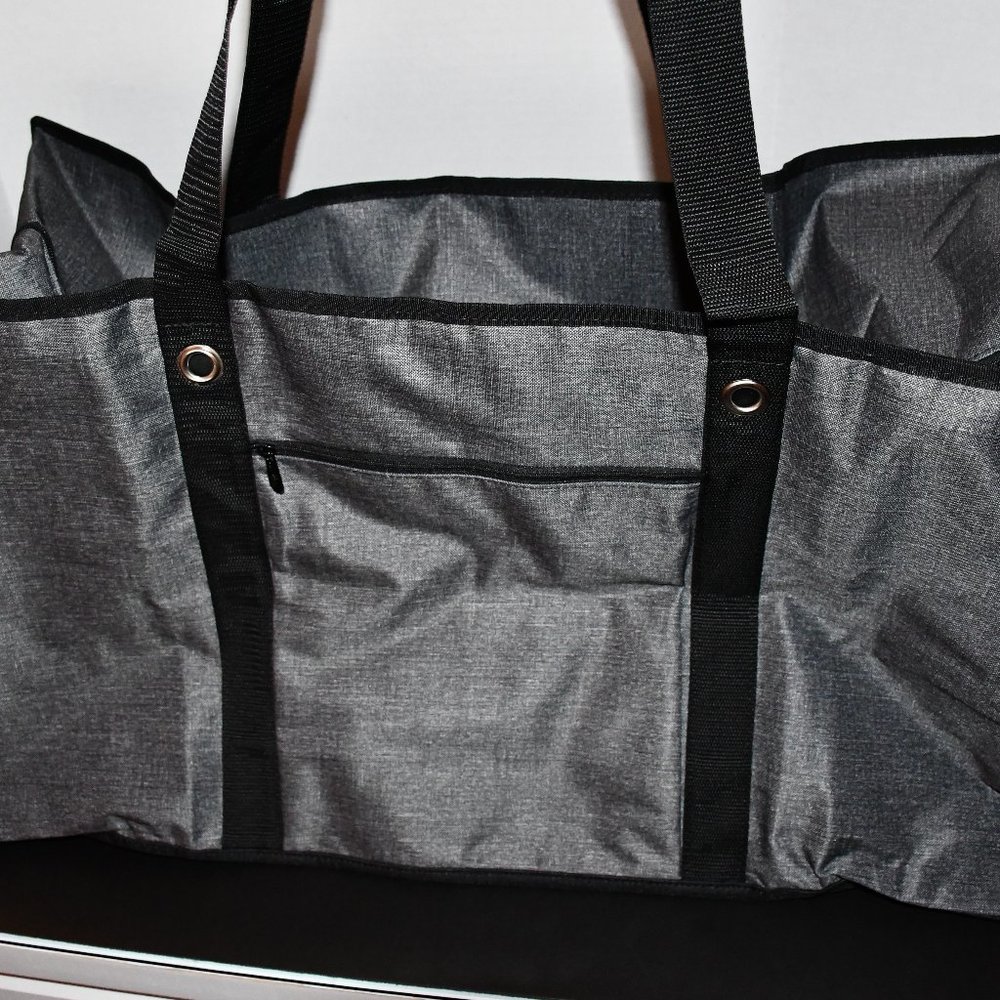 Thirty One  Extra Large Storage Tote  in  Charcoal Crosshatch  NWT